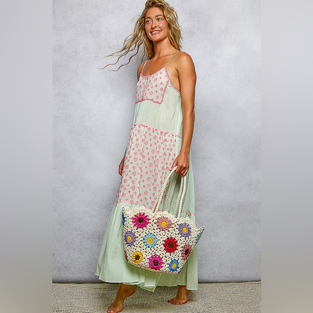 POL “ Blush Meadow “ Maxi Dress | Pink & Lime